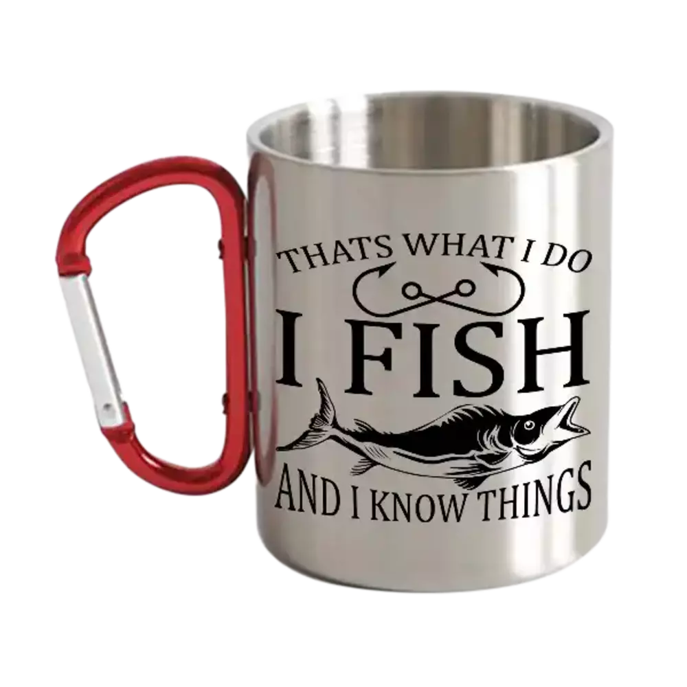 I Fish And Know Things Carabiner Mug 12oz