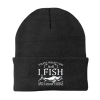 Thumbnail for I Fish And Know Things Embroidered Beanie