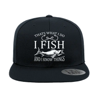 Thumbnail for I Fish And Know Things Embroidered Flat Bill Cap