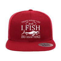 Thumbnail for I Fish And Know Things Embroidered Flat Bill Cap