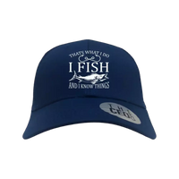 Thumbnail for I Fish And Know Things Embroidered Trucker Hat