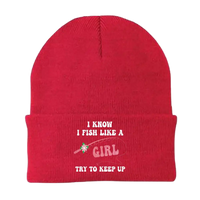 Thumbnail for I Fish Like A Girl Embroidered Beanie