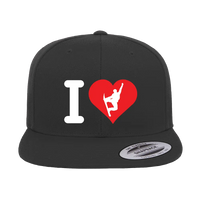 Thumbnail for I Love Snowboarding Embroidered Flat Bill Cap