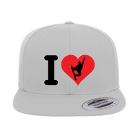Thumbnail for I Love Snowboarding Embroidered Flat Bill Cap