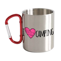 Thumbnail for I Love Camping Stainless Steel Double Wall Carabiner Mug 12oz