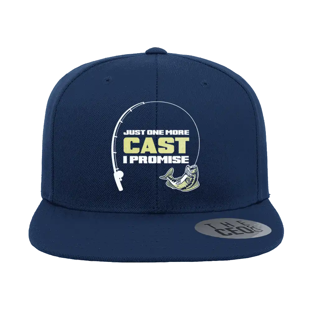 Just One More Cast Embroidered Flat Bill Cap