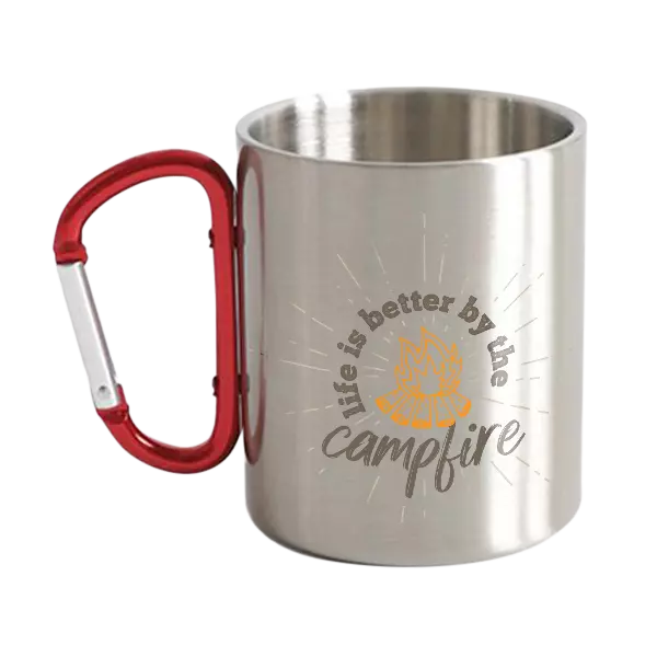 Life Is Better Campfire Stainless Steel Double Wall Carabiner Mug 12oz