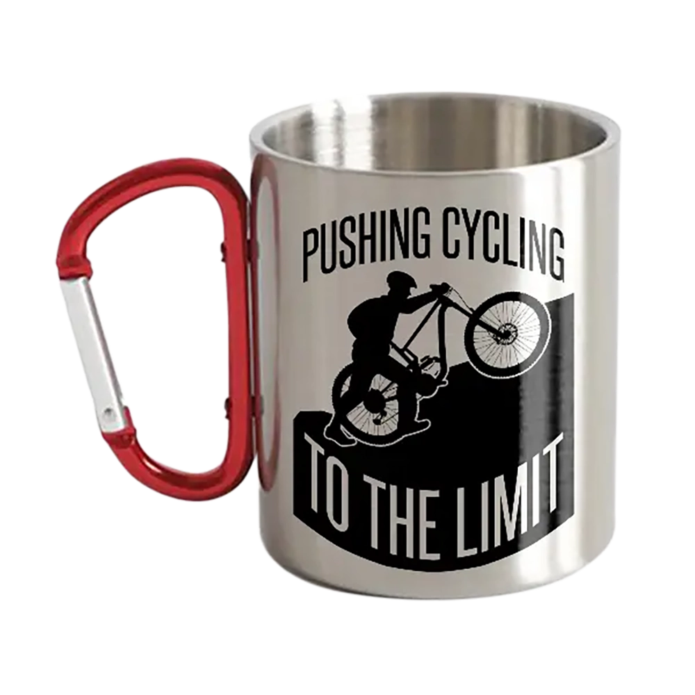 Pushing Cycling To The Limit Stainless Steel Double Wall Carabiner Mug 12oz