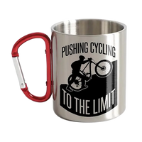 Thumbnail for Pushing Cycling To The Limit Stainless Steel Double Wall Carabiner Mug 12oz