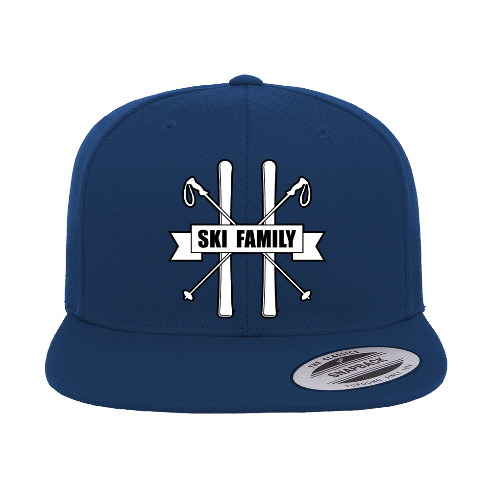 Ski Family Embroidered Flat Bill Cap