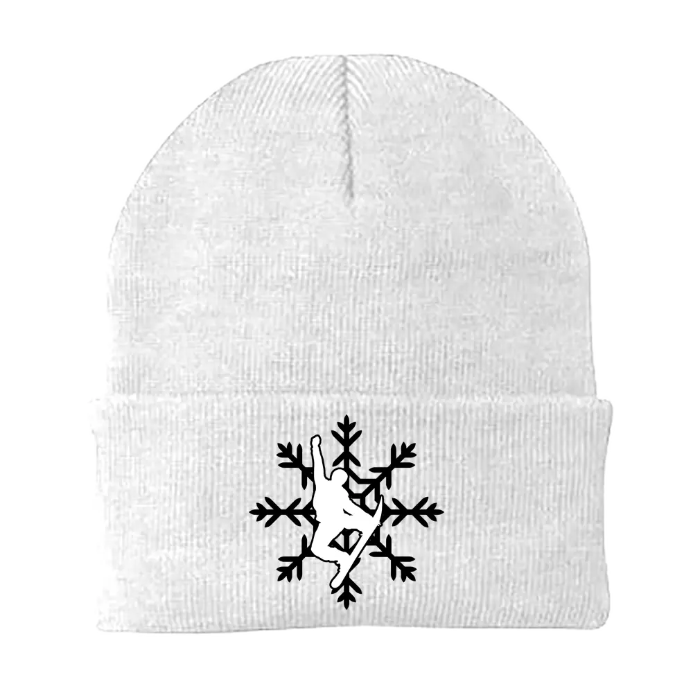 Snowboard Snowflake Embroidered Beanie
