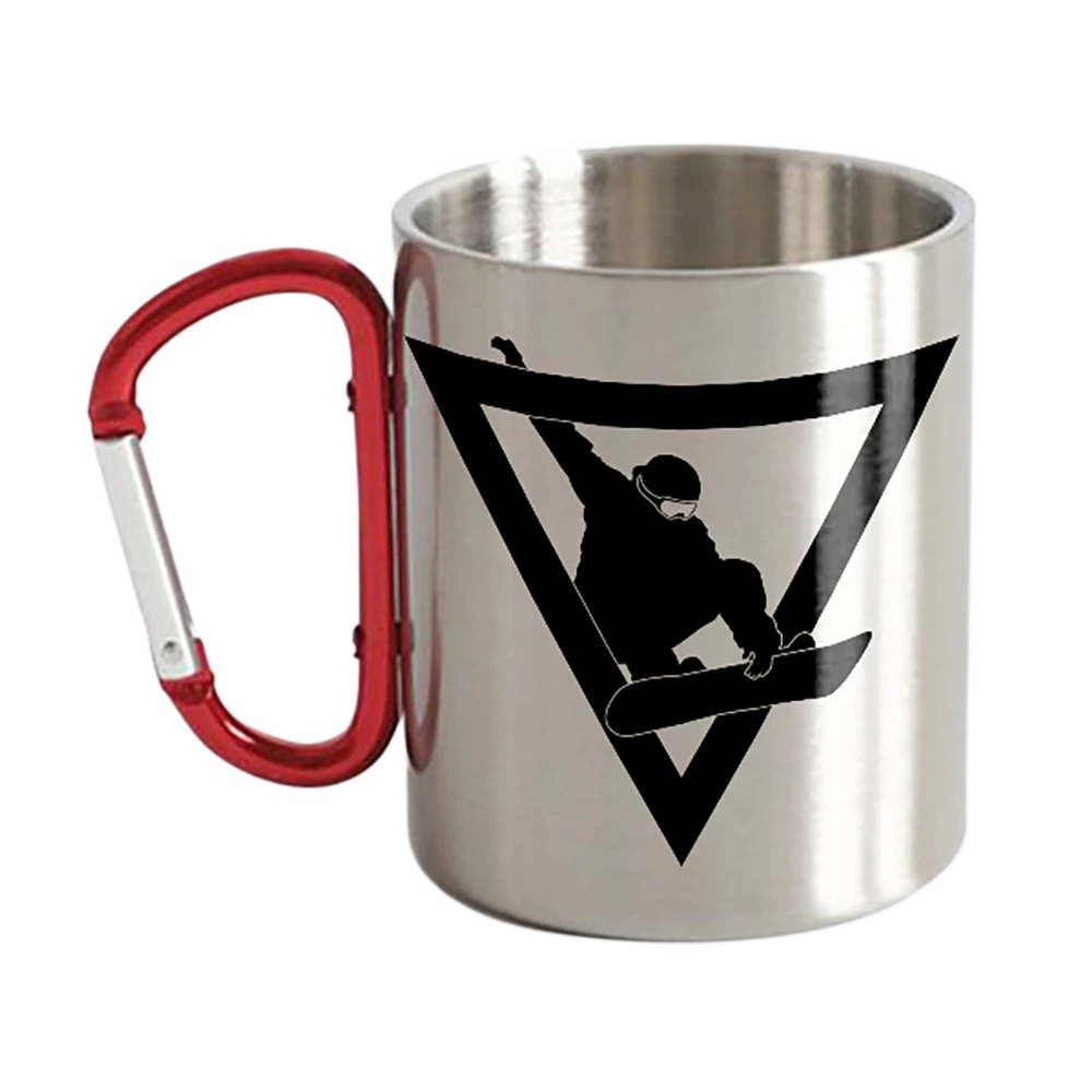 Snowboarder Geometry Stainless Steel Double Wall Carabiner Mug 12oz