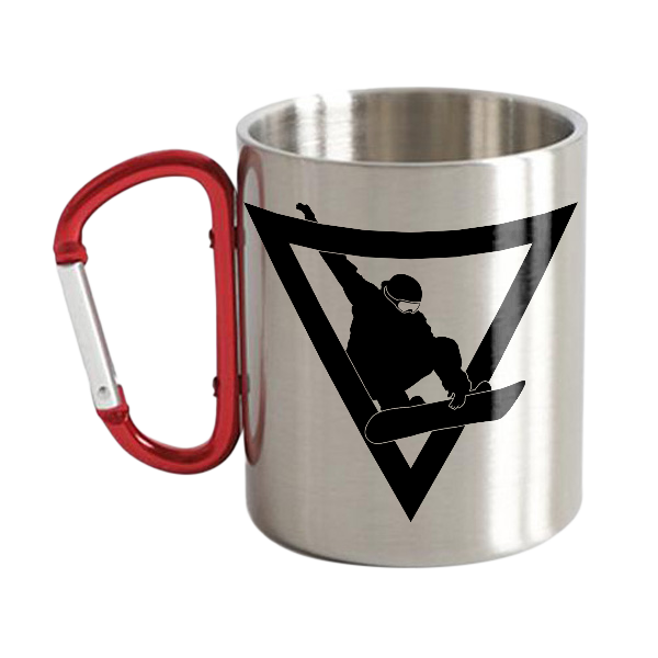 Never Underestimate An Old Snowboarder Stainless Steel Double Wall Carabiner Mug 10oz