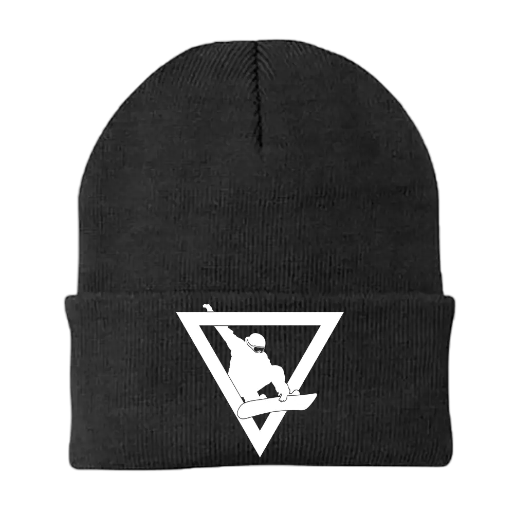 Snowboarder Geometry Embroidered Beanie