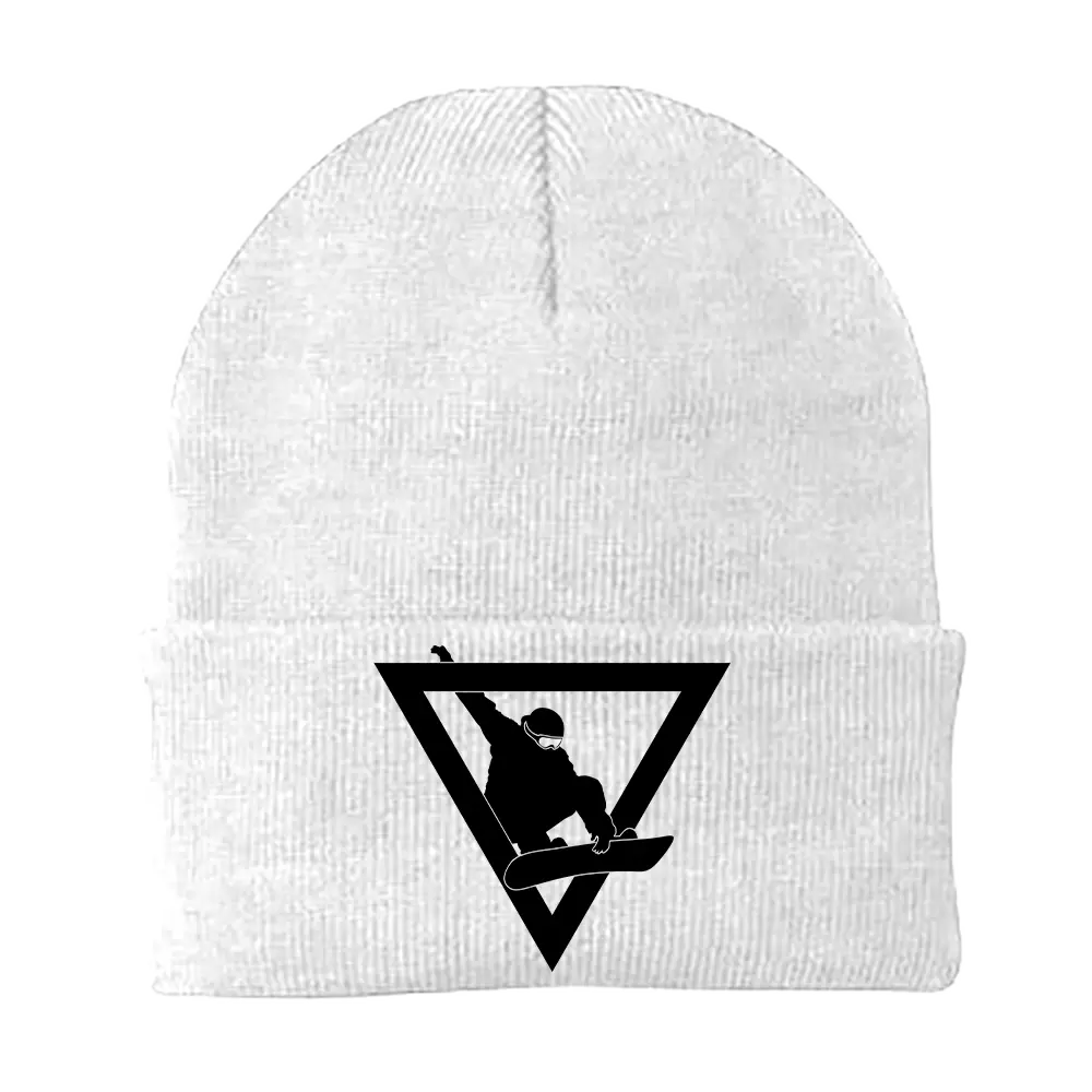 Snowboarder Geometry Embroidered Beanie