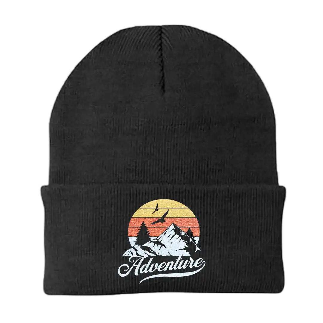 The Mountains Are Calling Embroidered Beanie