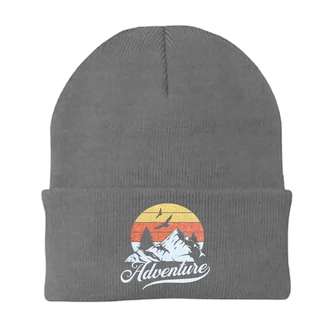 The Mountains Are Calling Embroidered Beanie