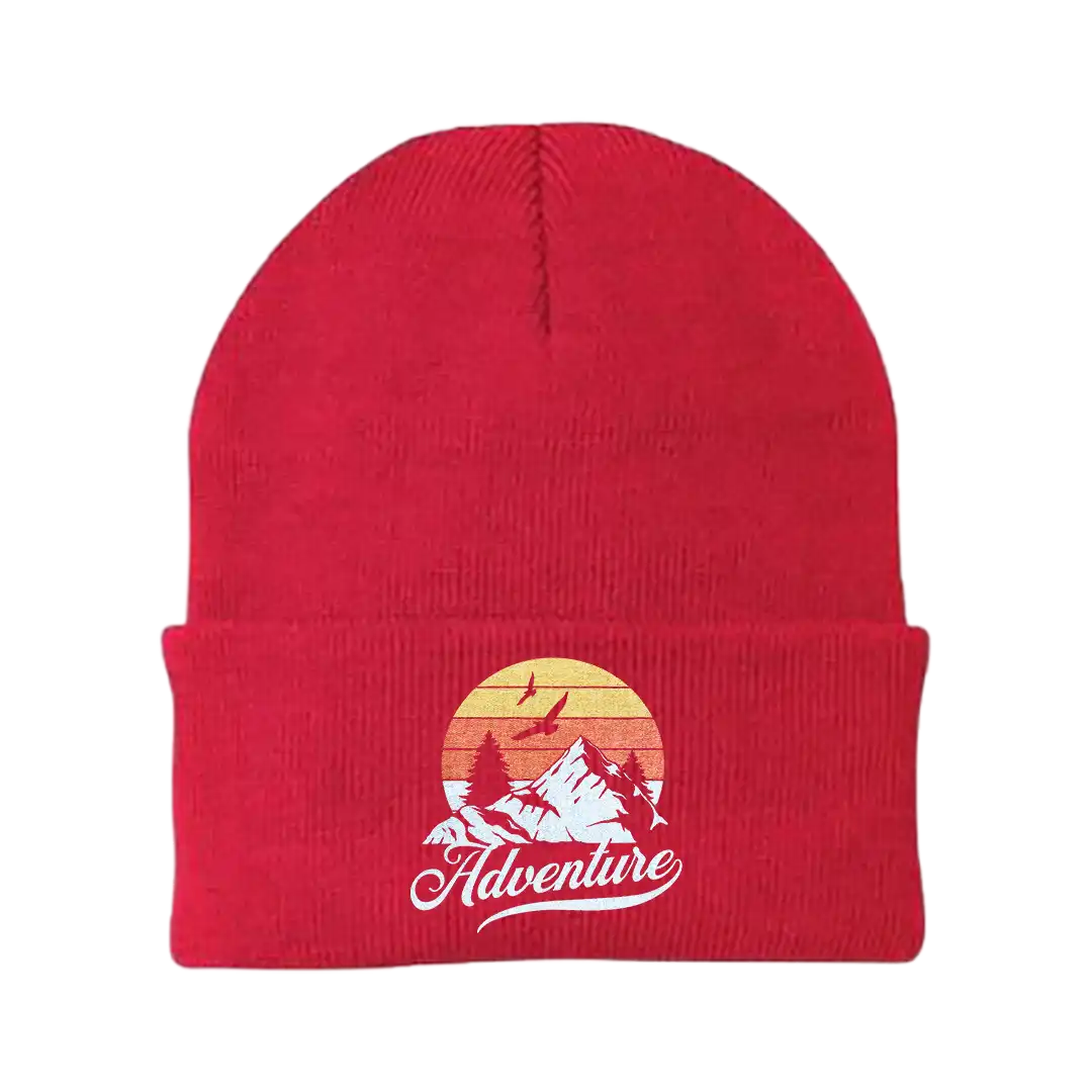 The Mountains Are Calling Embroidered Beanie