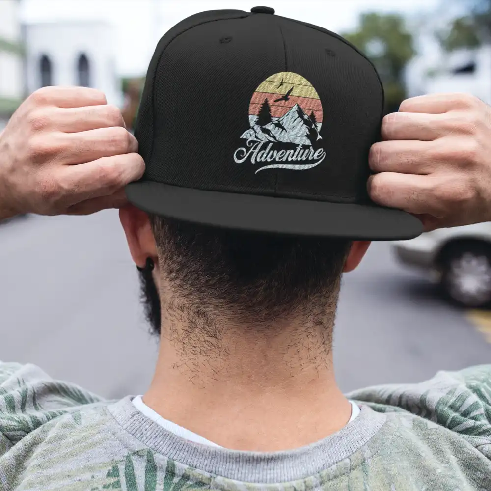 The Mountains Are Calling Embroidered Flat Bill Cap