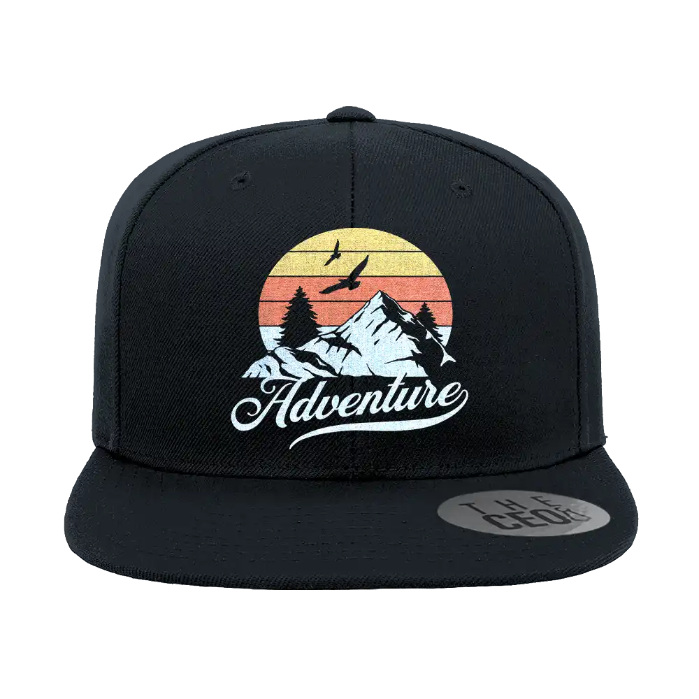 The Mountains Are Calling Embroidered Flat Bill Cap