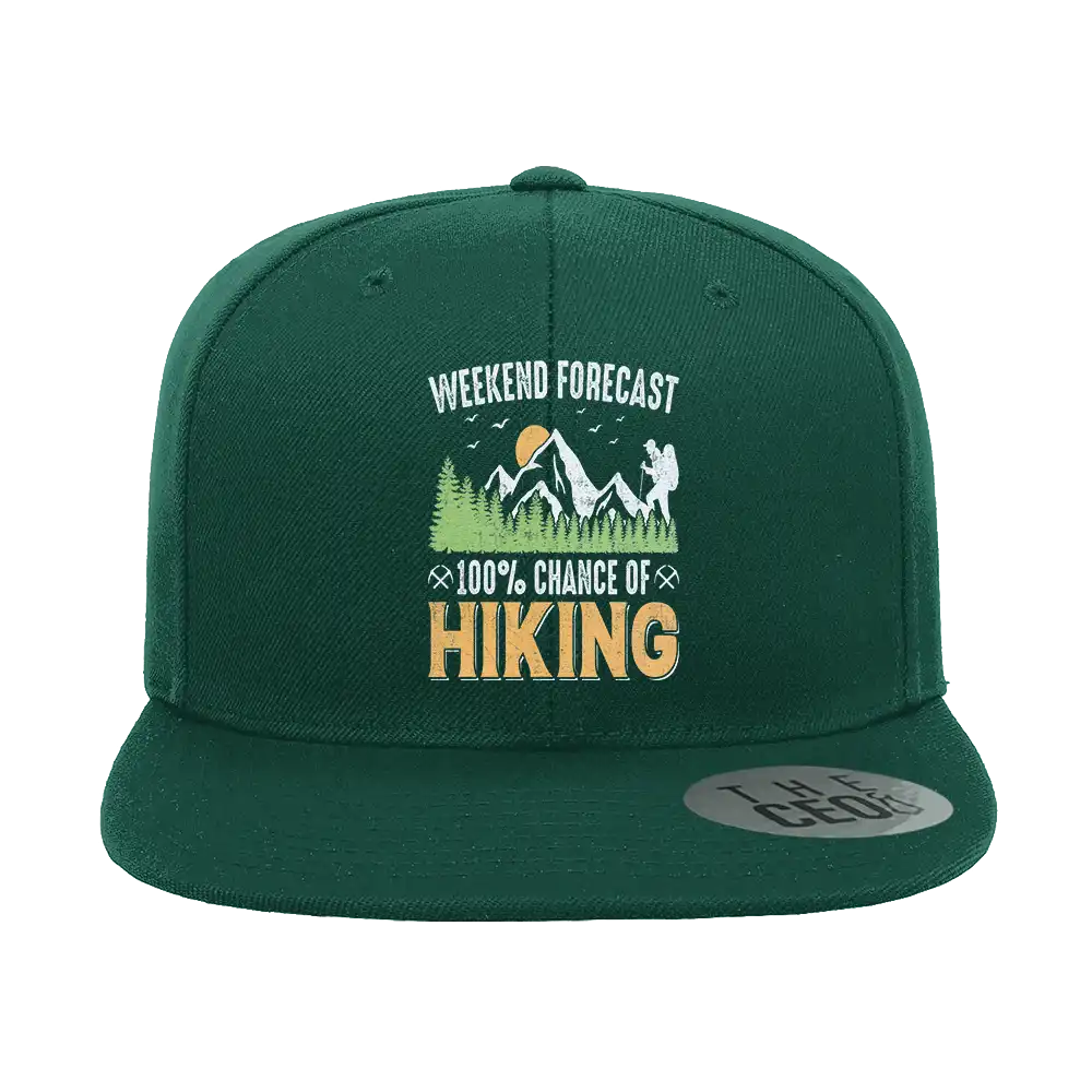 Weekend Forecast 100% Hiking Embroidered Flat Bill Cap