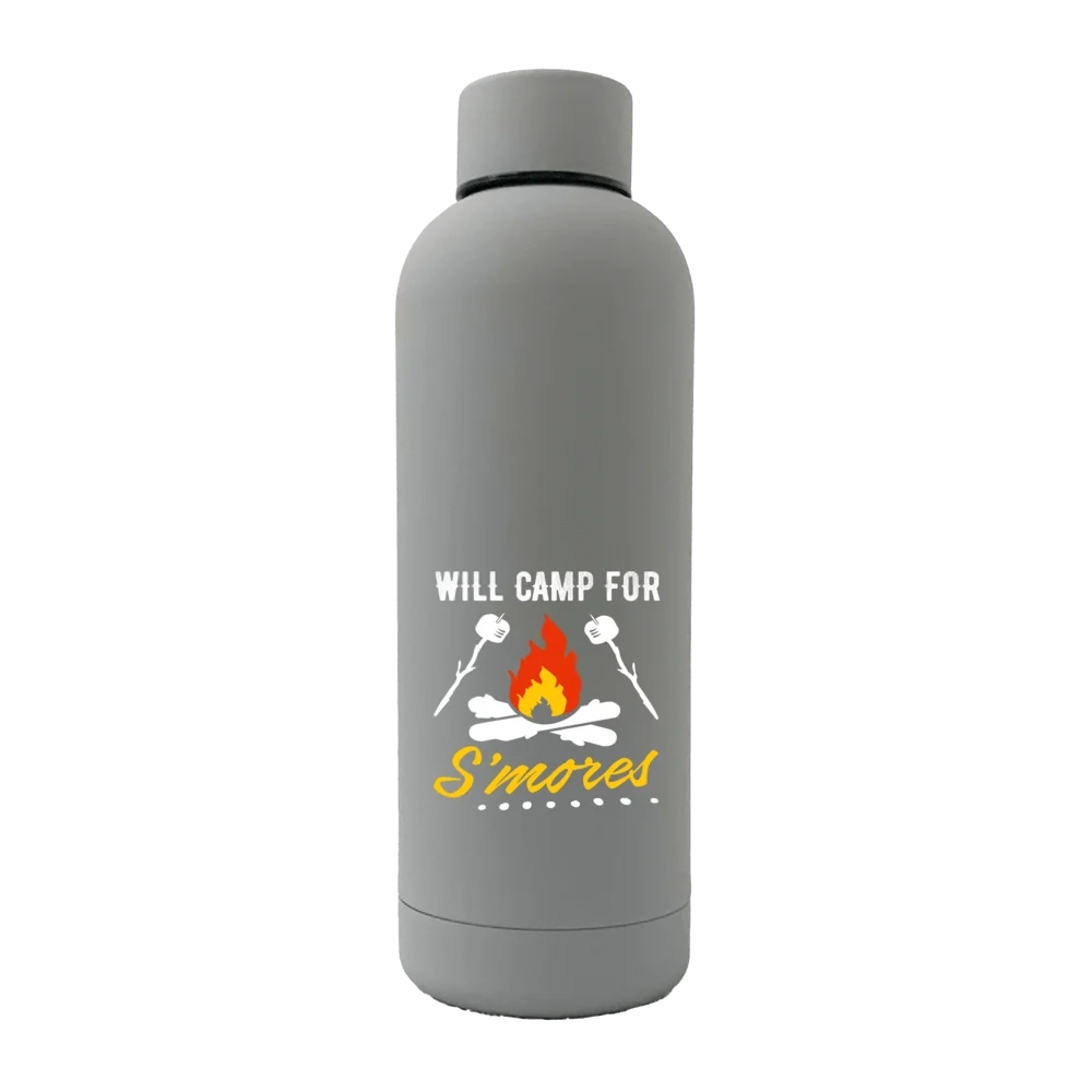 Will Camp For Smores 17oz Stainless Rubberized Water Bottle