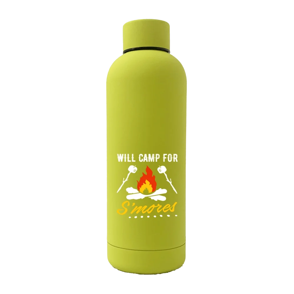 Will Camp For Smores 17oz Stainless Rubberized Water Bottle
