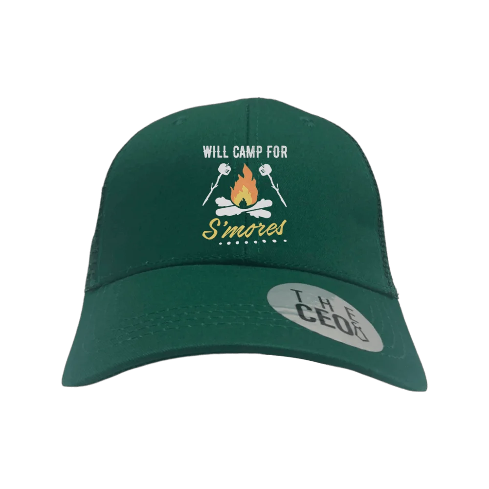 Will Camp For Smores Embroidered Trucker Hat