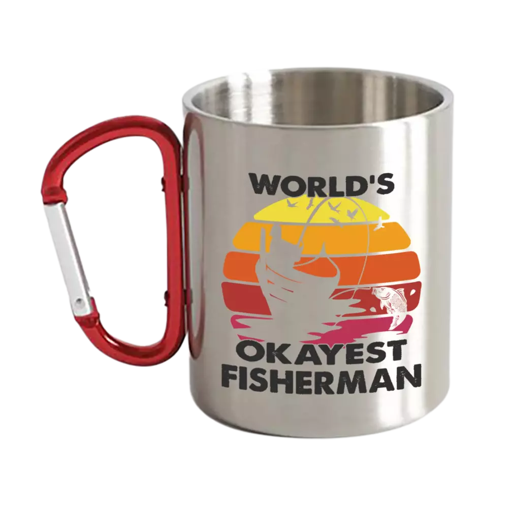 World's Okayest Fisherman Carabiner Mug 12oz