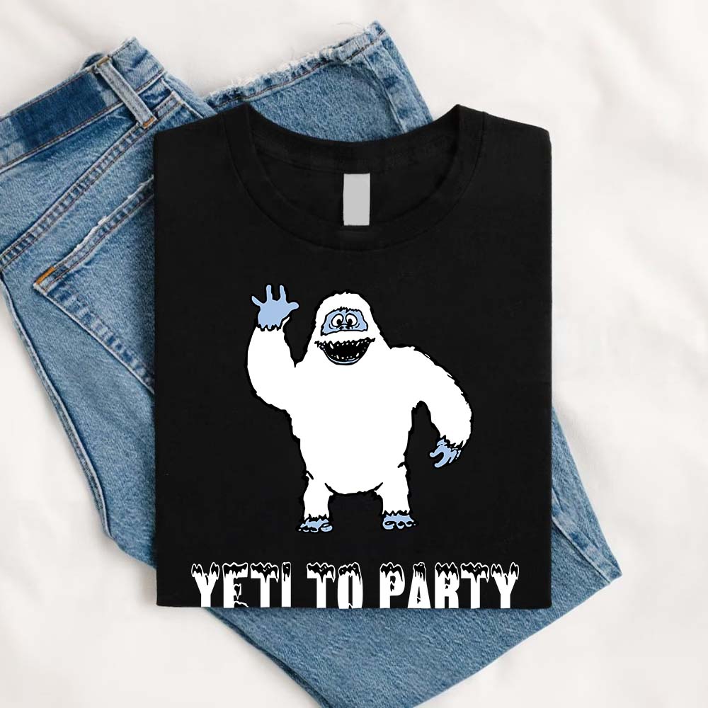 May include a holiday-themed T-shirt with a cheerful Yeti graphic and a festive “Yeti to Party” phrase in winter colors.