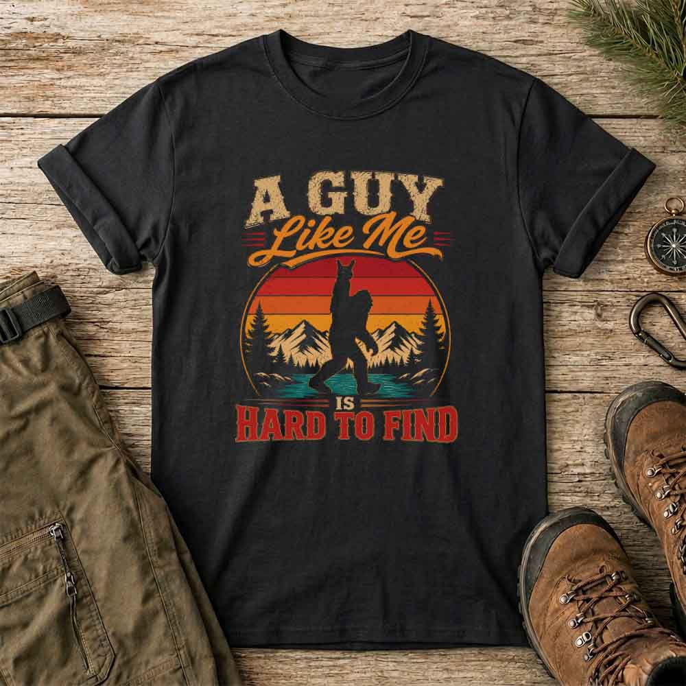 May include a Black funny graphic t-shirt featuring the phrase A Guy Like Me Is Hard To Find, designed as a casual gift shirt for men, dads, husbands, boyfriends, and confident guys.