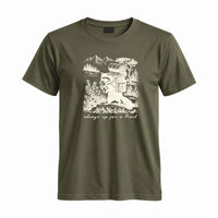 Thumbnail for May include a Military Green Always Up for a Trail T-Shirt featuring a funny hiking graphic for nature lovers, campers, backpackers, and outdoor adventure enthusiasts.