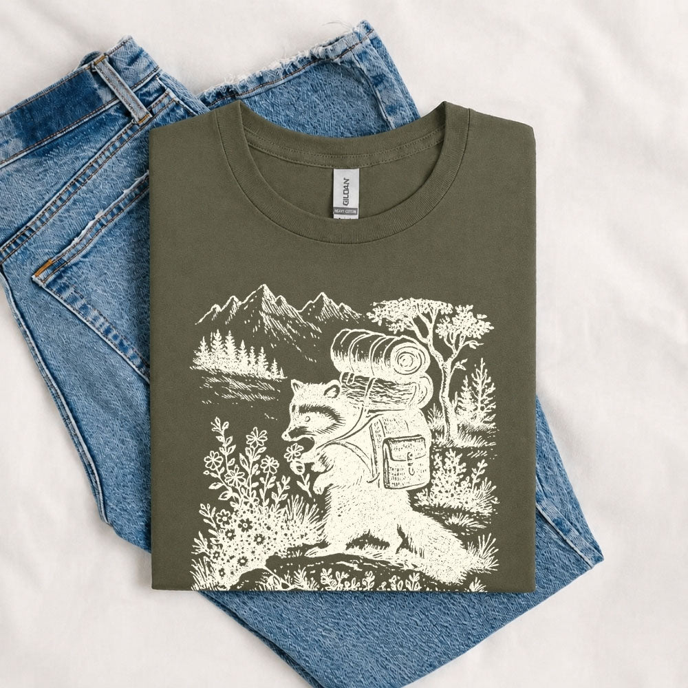 May include a Military Green Always Up for a Trail T-Shirt featuring a funny hiking graphic for nature lovers, campers, backpackers, and outdoor adventure enthusiasts.