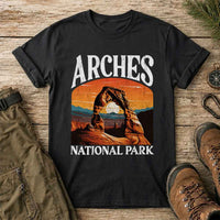 Thumbnail for May include an Arches National Park graphic t-shirt with a Utah desert inspired design for hikers, campers, travelers, and national park lovers.