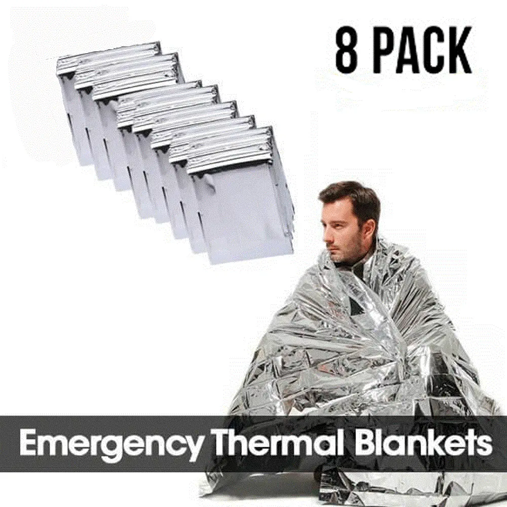 8 Pack Survival Thermal Blanket for Camping And Hiking