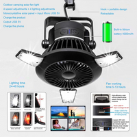 Thumbnail for Portable Foldable Fan LED Solar Camping Lantern with Hook