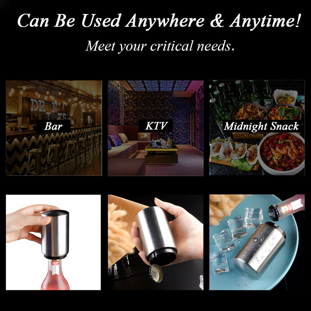 Automatic Stainless Steel Bottle Opener – Portable, Magnetic, and Easy to Use