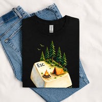 Thumbnail for May include a Black person wearing the Escape Button T-Shirt featuring a minimalist keyboard Escape key graphic for gamers, programmers, and tech enthusiasts.