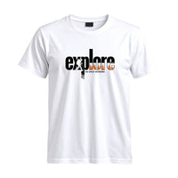 Thumbnail for May include a White Explore the Great Outdoors T-Shirt featuring an outdoor adventure graphic for hikers, campers, backpackers, and nature lovers.