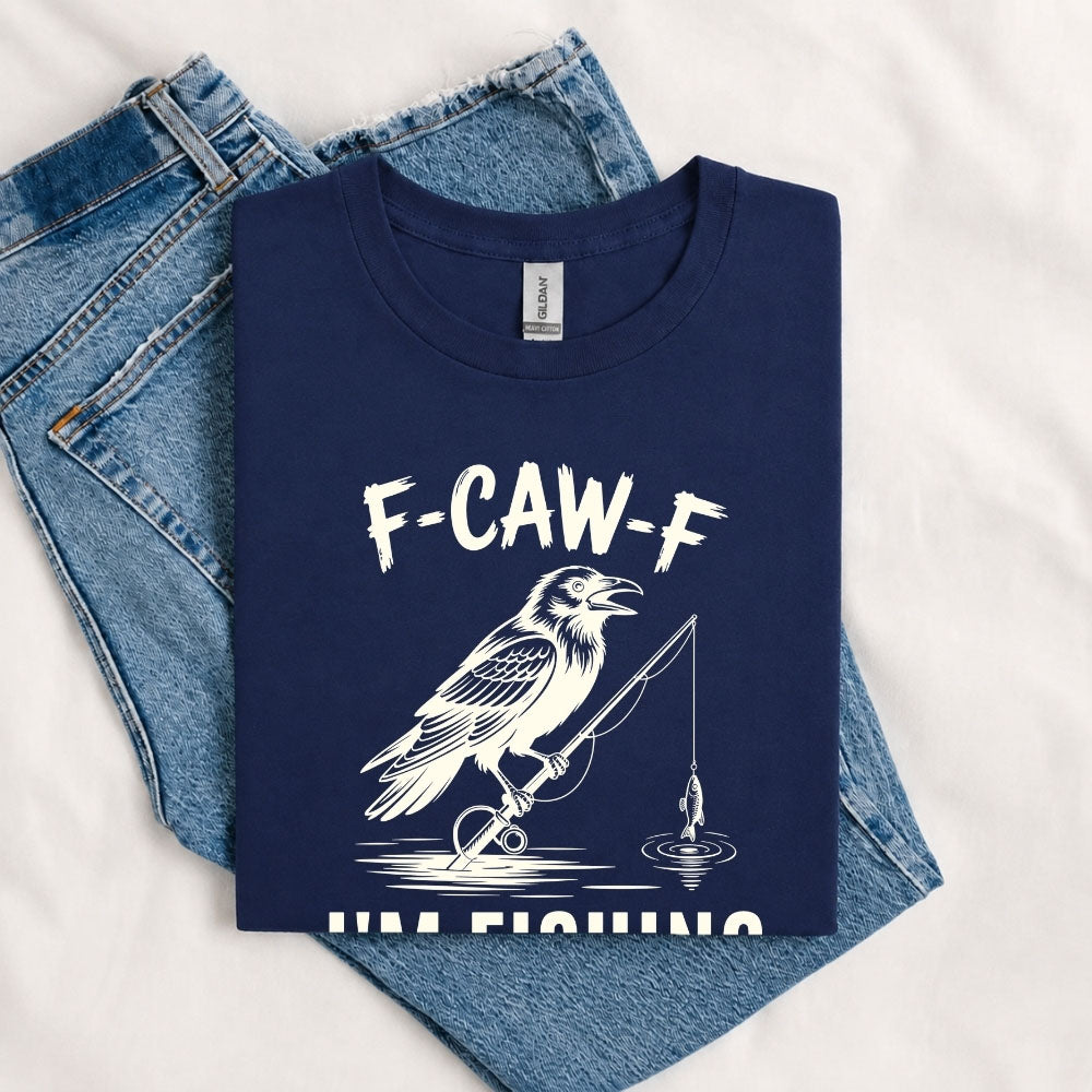May include a Navy person wearing the F-CAW-F I'm Fishing Graphic T-Shirt featuring a funny fishing-themed design for anglers and outdoor enthusiasts.