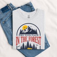 Thumbnail for May include a Sport Grey Find Your Place in the Forest T-Shirt featuring a forest-inspired graphic for hikers, campers, backpackers, and nature lovers.