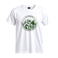 Thumbnail for May include a White person wearing the Go Outside Worst Case Scenario A Bear Kills You Tee featuring a vintage bear graphic and humorous outdoor adventure design.