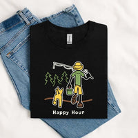 Thumbnail for May include a Black men's Happy Hour Fish Tee graphic t-shirt featuring a fish design, casual style, and comfortable everyday apparel look.