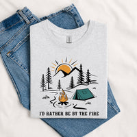 Thumbnail for May include a Sport Grey I'd Rather Be by the Fire T-Shirt featuring a cozy campfire-inspired graphic for campers, hikers, RV travelers, and outdoor adventure lovers.