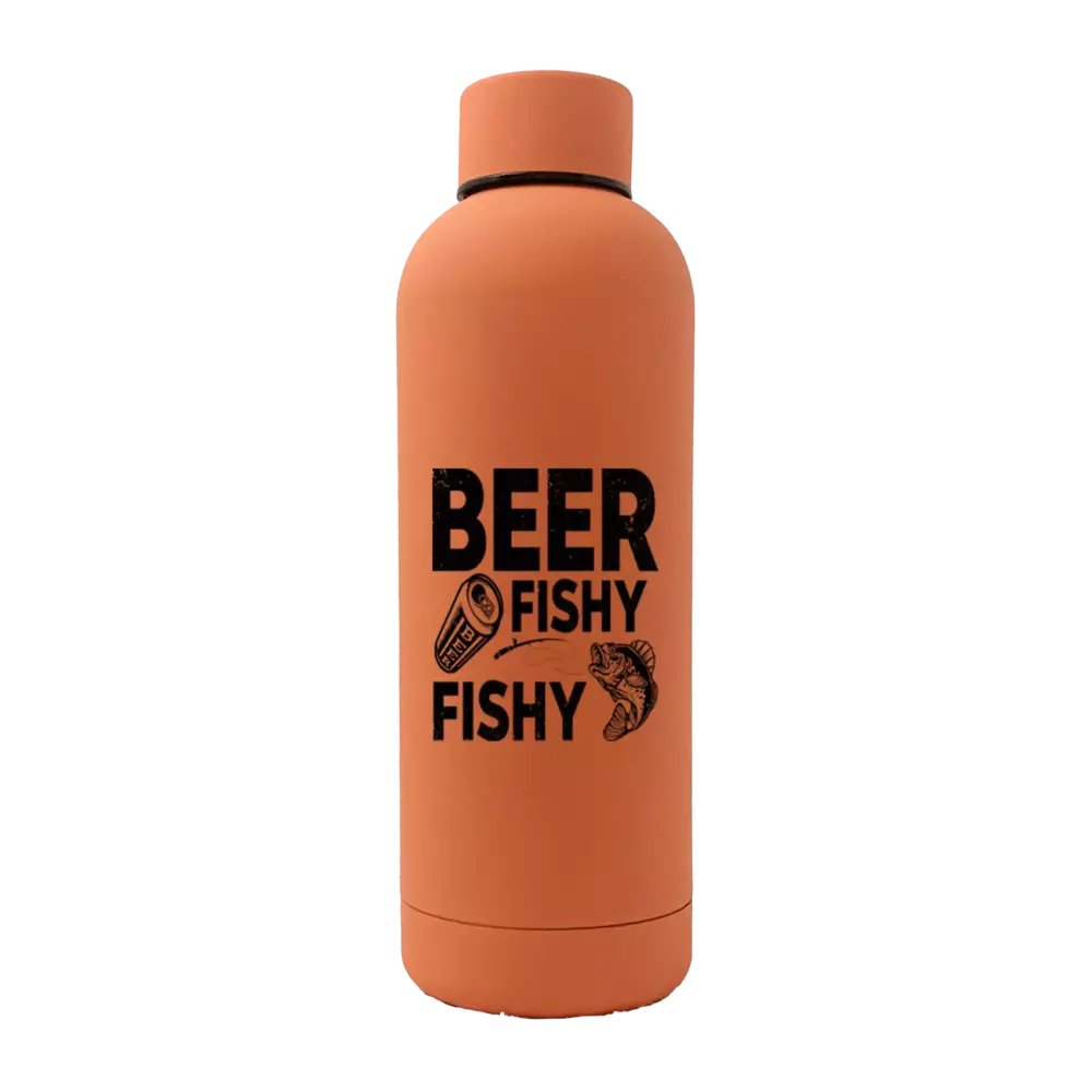 Beer Fishy Fishy 17oz Stainless Rubberized Water Bottle