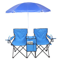 Thumbnail for Portable Outdoor 2-Seat Folding Chair with Removable Sun Umbrella