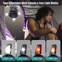 Thumbnail for Portable Foldable Fan LED Solar Camping Lantern with Hook