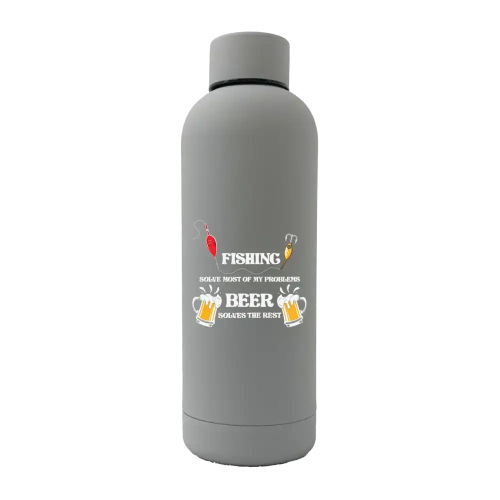 Fishing Solves All My Problem 17oz Stainless Rubberized Water Bottle