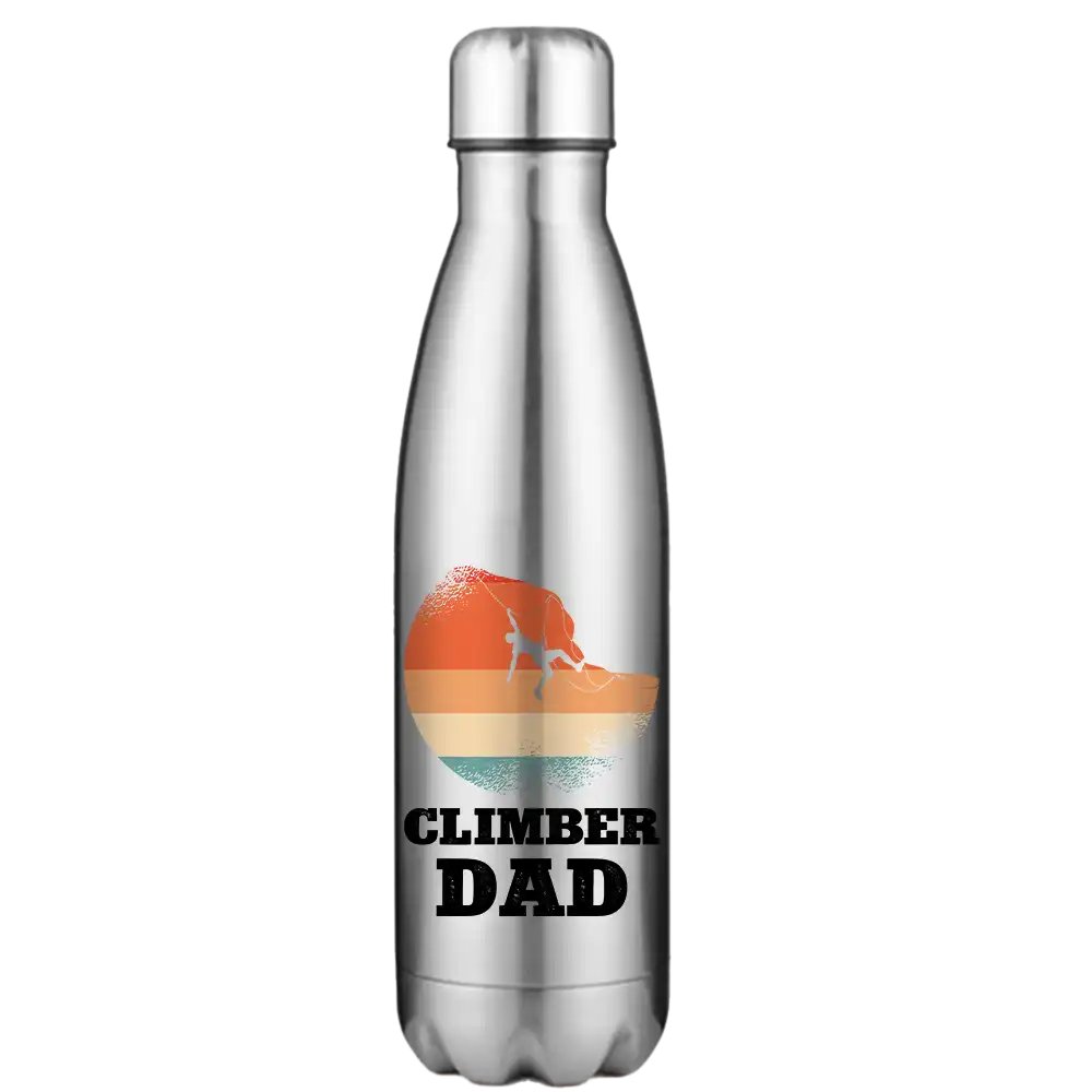 Climber Dad Stainless Steel Water Bottle Silver