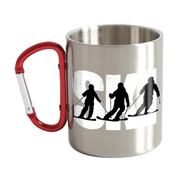 Ski Stainless Steel Double Wall Carabiner Mug 12oz